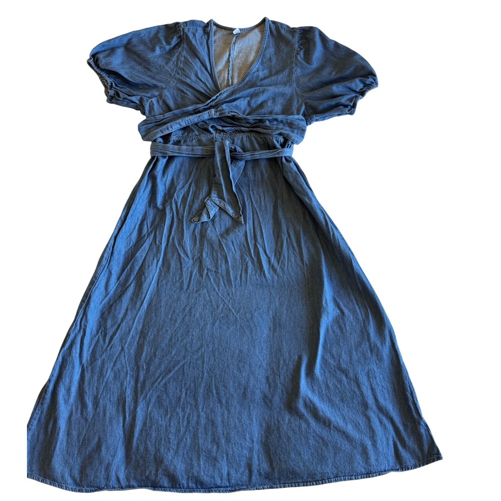 Old Navy Blue Midi Wrap Dress